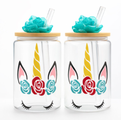 Glass Cup – Unicorn Bloom Design