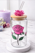 16 oz Glass Cup – Blush Rose