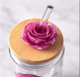 16 oz Glass Cup – Blush Rose