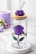 16 oz Glass Cup – Violet Rose