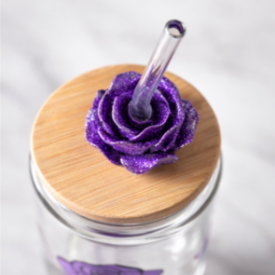 16 oz Glass Cup – Violet Rose