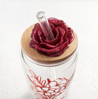 16 oz Grandma Rose Glass Tumbler | Bamboo Lid & Glass Straw